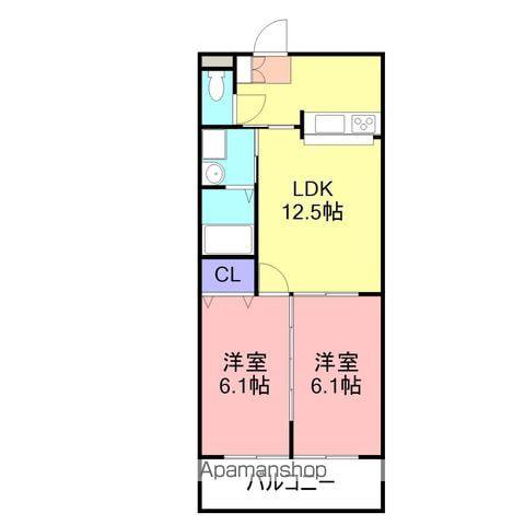 シティメディアⅨ(2LDK/2階)の間取り写真
