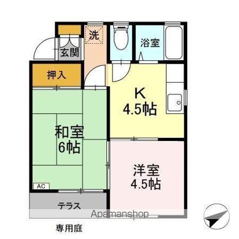 グリーンハウス(2K/1階)の間取り写真