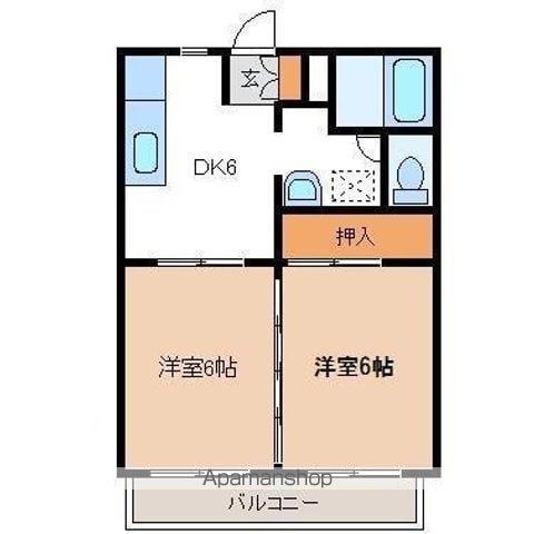 ドミトリー荒 C(2DK/2階)の間取り写真