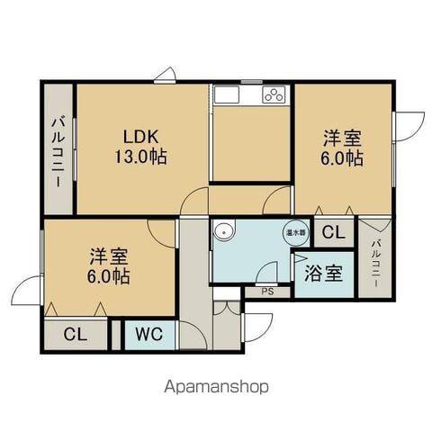 CASA信濃(2LDK/3階)の間取り写真