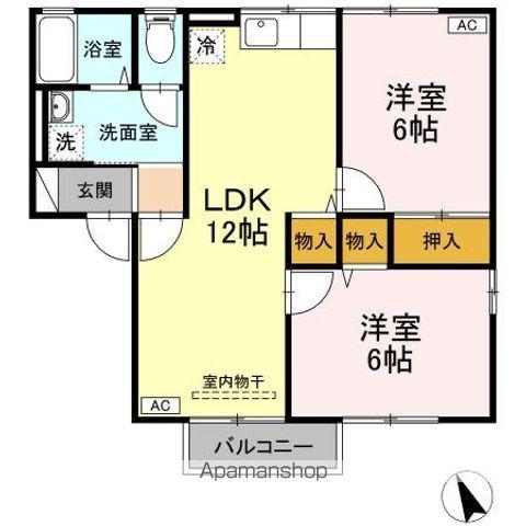 サンフレッシュS.I B(2LDK/1階)の間取り写真