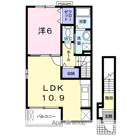 ラ・メールⅡ(1LDK/2階)の間取り写真