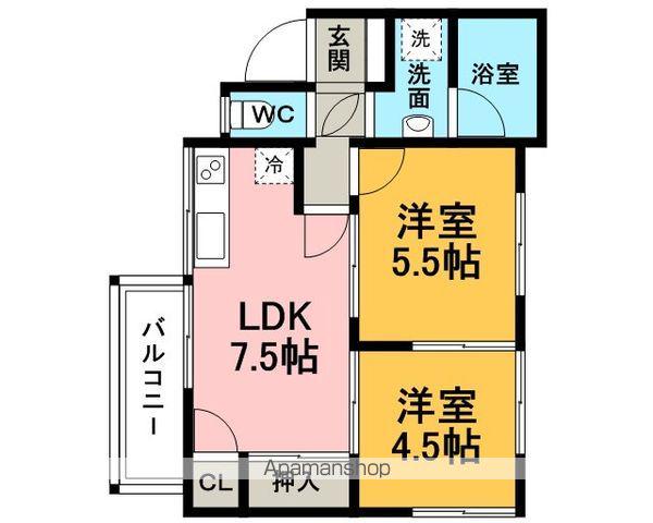 キャトルメゾン(2DK/2階)の間取り写真
