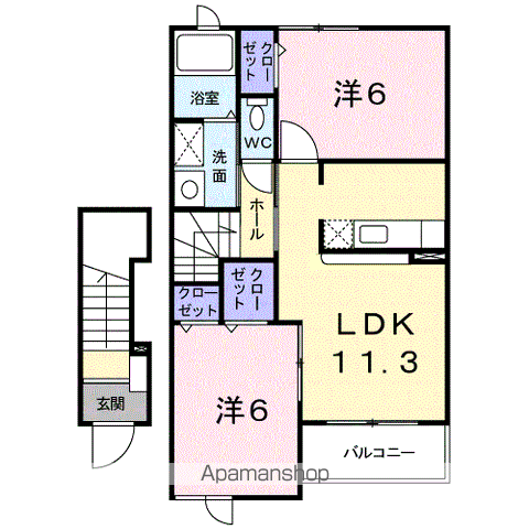 ビリーブ(2LDK/2階)の間取り写真