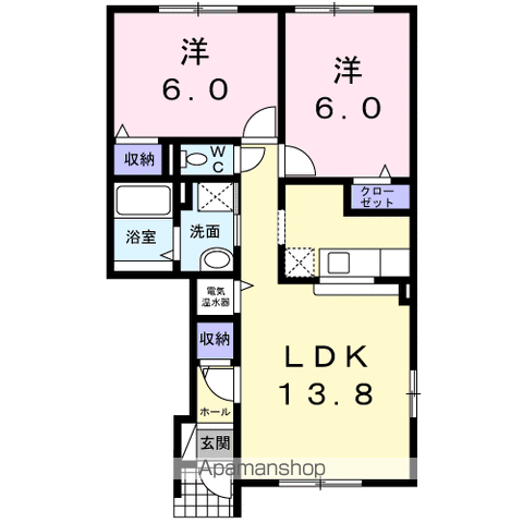 ルピナスⅡ(2LDK/1階)の間取り写真