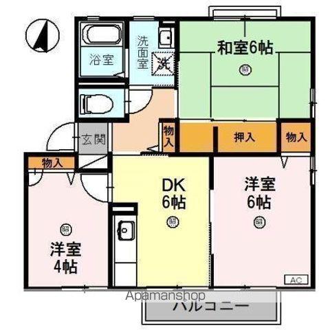 パインハイツ(3DK/2階)の間取り写真