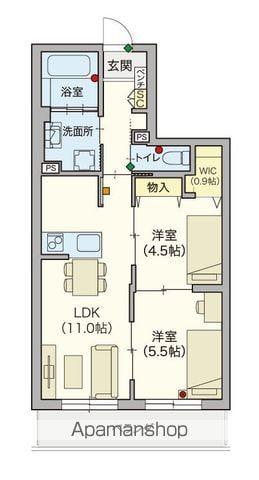 シニア限定 ヘーベルVILLAGE 藤沢1丁目 藤沢陣屋小路レ(2LDK/2階)の間取り写真