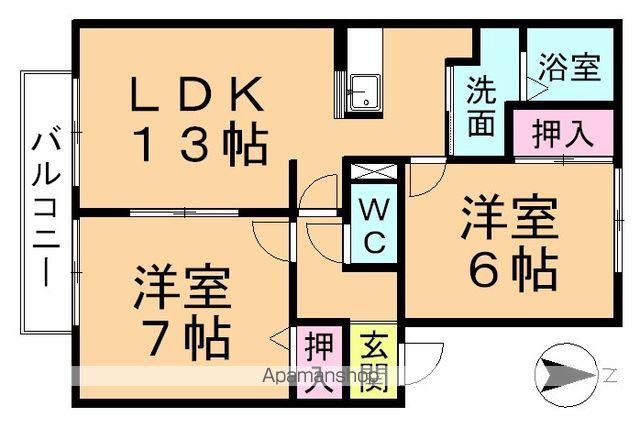 ウイルドミール B棟(2LDK/2階)の間取り写真