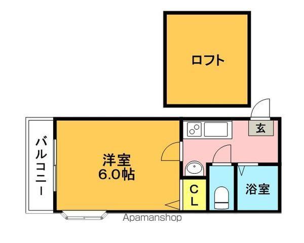 ペルメッソ井尻(1K/2階)の間取り写真