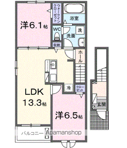 ディオピーノⅢ(2LDK/2階)の間取り写真