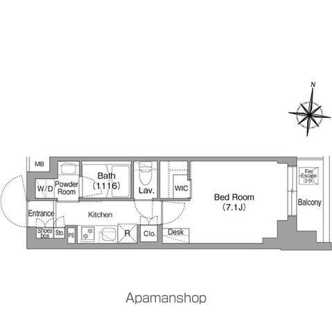 コンフォリア・リヴ大崎(1K/5階)の間取り写真