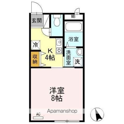 プリシェール高松 A棟(1K/2階)の間取り写真