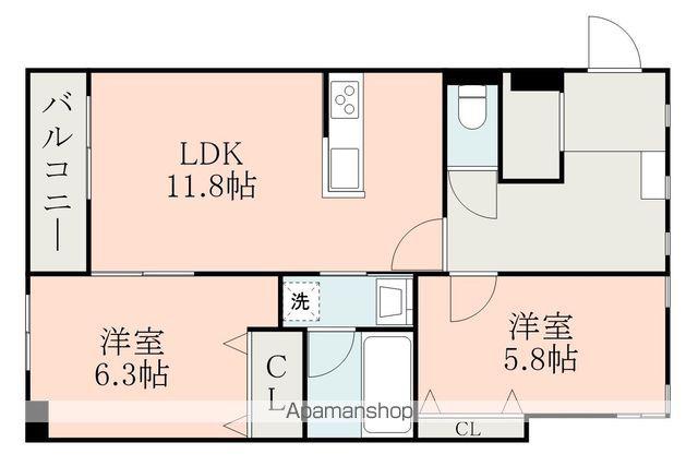 リーベⅦ(2LDK/6階)の間取り写真