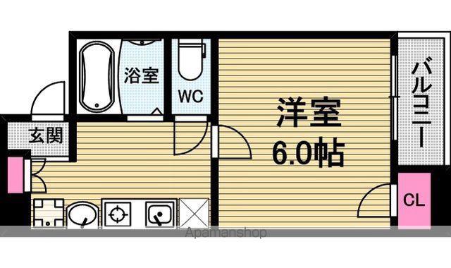 ロイヤルメゾン北浜(1K/6階)の間取り写真