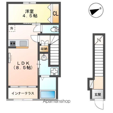 BON LYON (1LDK/2階)の間取り写真