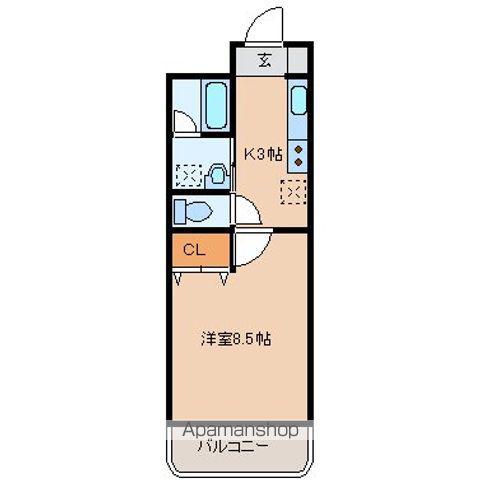 ロワジールKⅡ(1K/3階)の間取り写真