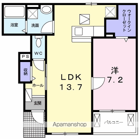 アフロディーテセーズ(1LDK/1階)の間取り写真