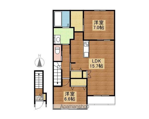  アイリスC棟(2LDK/2階)の間取り写真