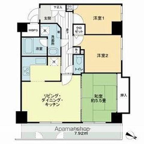 ベイシティコート横浜(3LDK/8階)の間取り写真