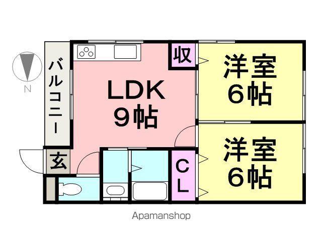 フィルコート南塚口(2LDK/2階)の間取り写真