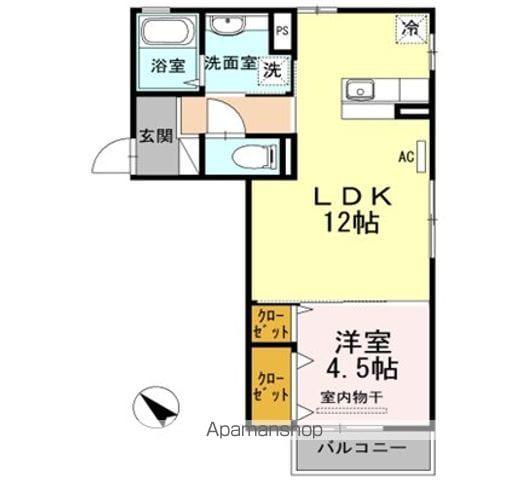 ソレイユ・ガーデン(1LDK/2階)の間取り写真