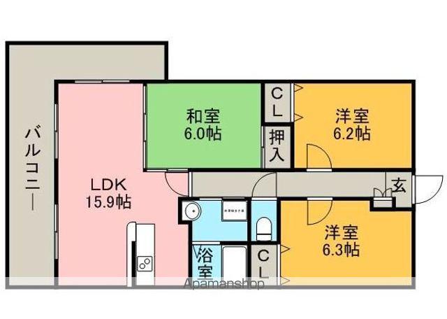 エスパシオ和白(3LDK/8階)の間取り写真