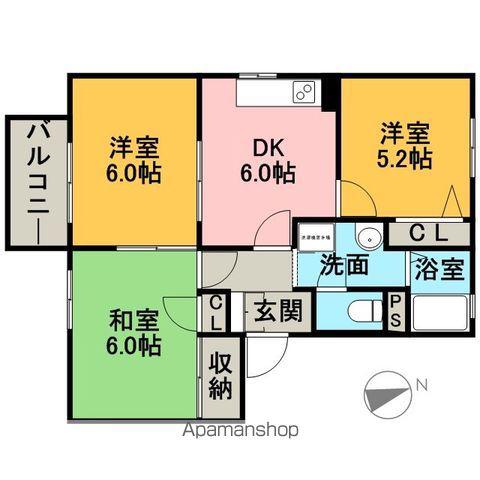 グランシャリオ(3DK/2階)の間取り写真