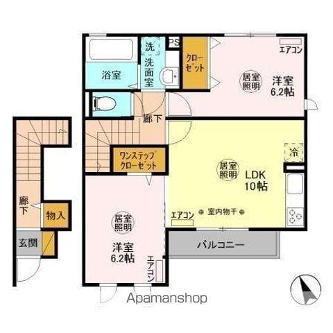 シャリテレーヴB棟(2LDK/2階)の間取り写真