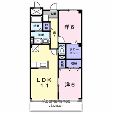 エバーグリーン桜川(2LDK/1階)の間取り写真