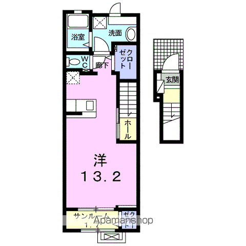 アルボルデア(ワンルーム/2階)の間取り写真