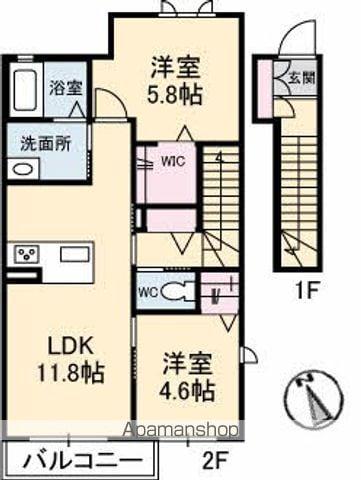 フェリシードさおの森(2LDK/2階)の間取り写真