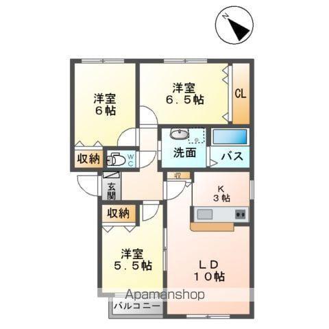 LOUVRE元江別ルーブル元江別(3LDK/1階)の間取り写真