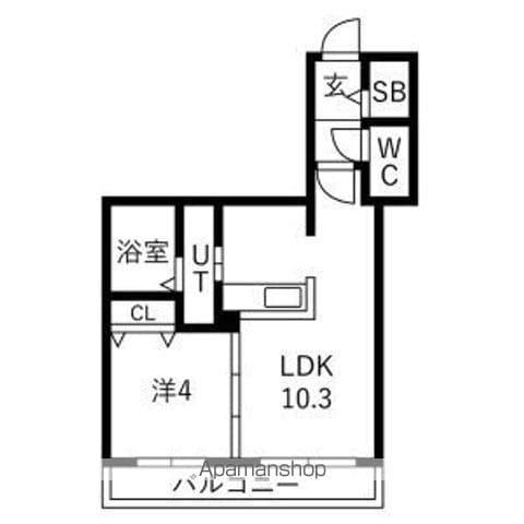 ALIVIS宮の森(1LDK/2階)の間取り写真