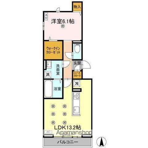 ヒルクレスト上之町(1LDK/3階)の間取り写真