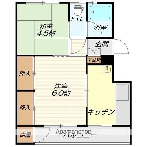 秀山ビル(2K/4階)の間取り写真