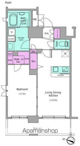 レジディア神田東(1LDK/15階)の間取り写真
