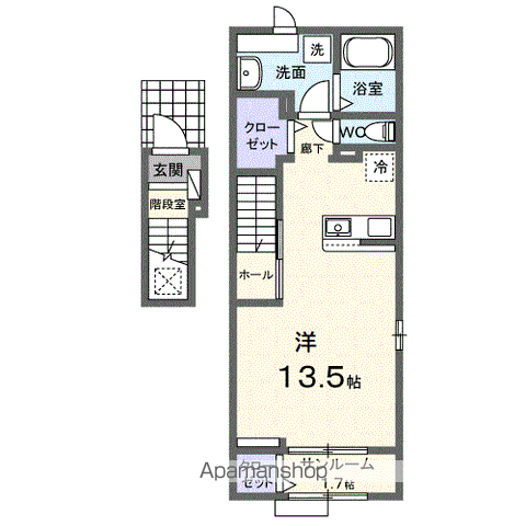 エーレ F(ワンルーム/2階)の間取り写真