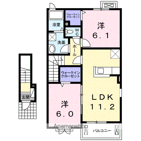 リモネーロス Ⅱ(2LDK/2階)の間取り写真