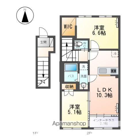 笹谷字古屋前アパート(2LDK/2階)の間取り写真