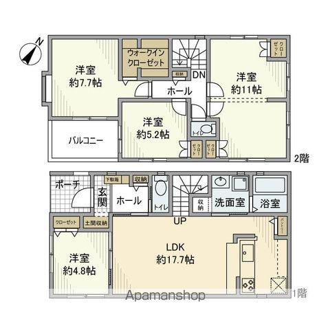 千代田・常磐緩行線 南柏駅 徒歩9分 2階建 築7年(4LDK)の間取り写真