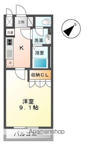 ウィングコート(1K/2階)の間取り写真