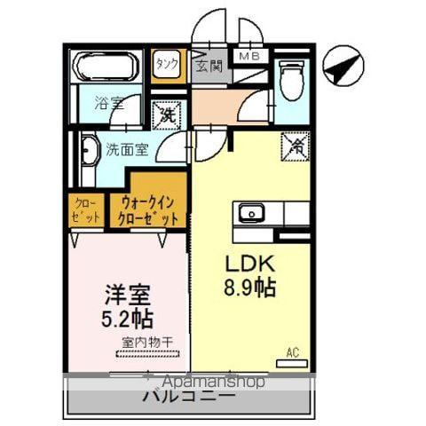 セレンディピティ堅田(1LDK/3階)の間取り写真