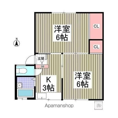 若松コーポ(2K/1階)の間取り写真