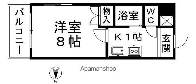 ケーエム泉(1K/8階)の間取り写真