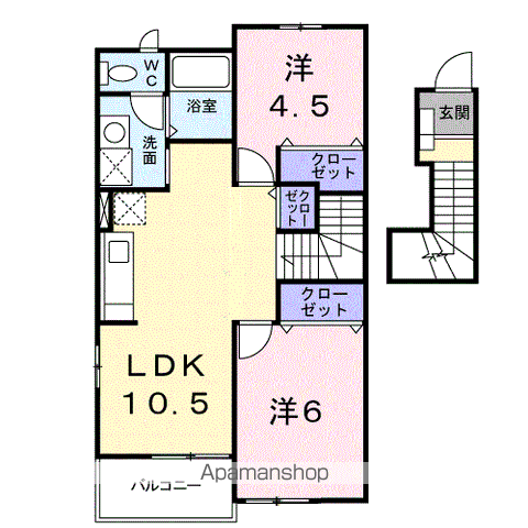 ウィステリアB(2LDK/2階)の間取り写真