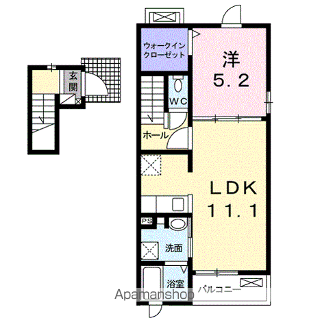 ベル・イースト(1LDK/2階)の間取り写真
