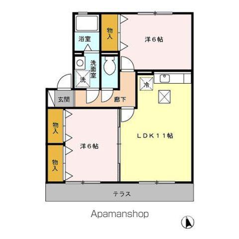 セジュール山手館A棟(2LDK/1階)の間取り写真
