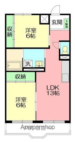 パノラマハイツ秋山(2LDK/2階)の間取り写真