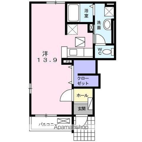 レジデンスK(ワンルーム/1階)の間取り写真