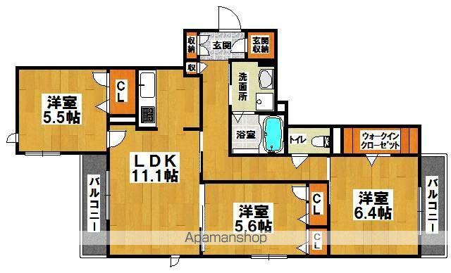 シャーメゾンモーヒロ(3LDK/2階)の間取り写真